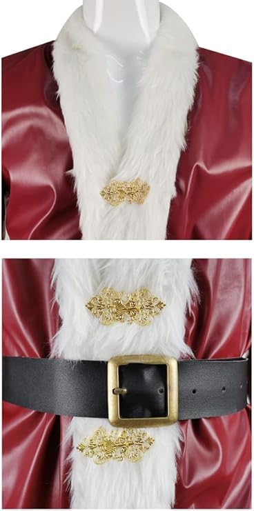Adult Mens Violent Santa Cosplay Costume Red Suit Christmas Outfit Night PU Jacket Coat Pants Hat Glasses Full Set - Image 5