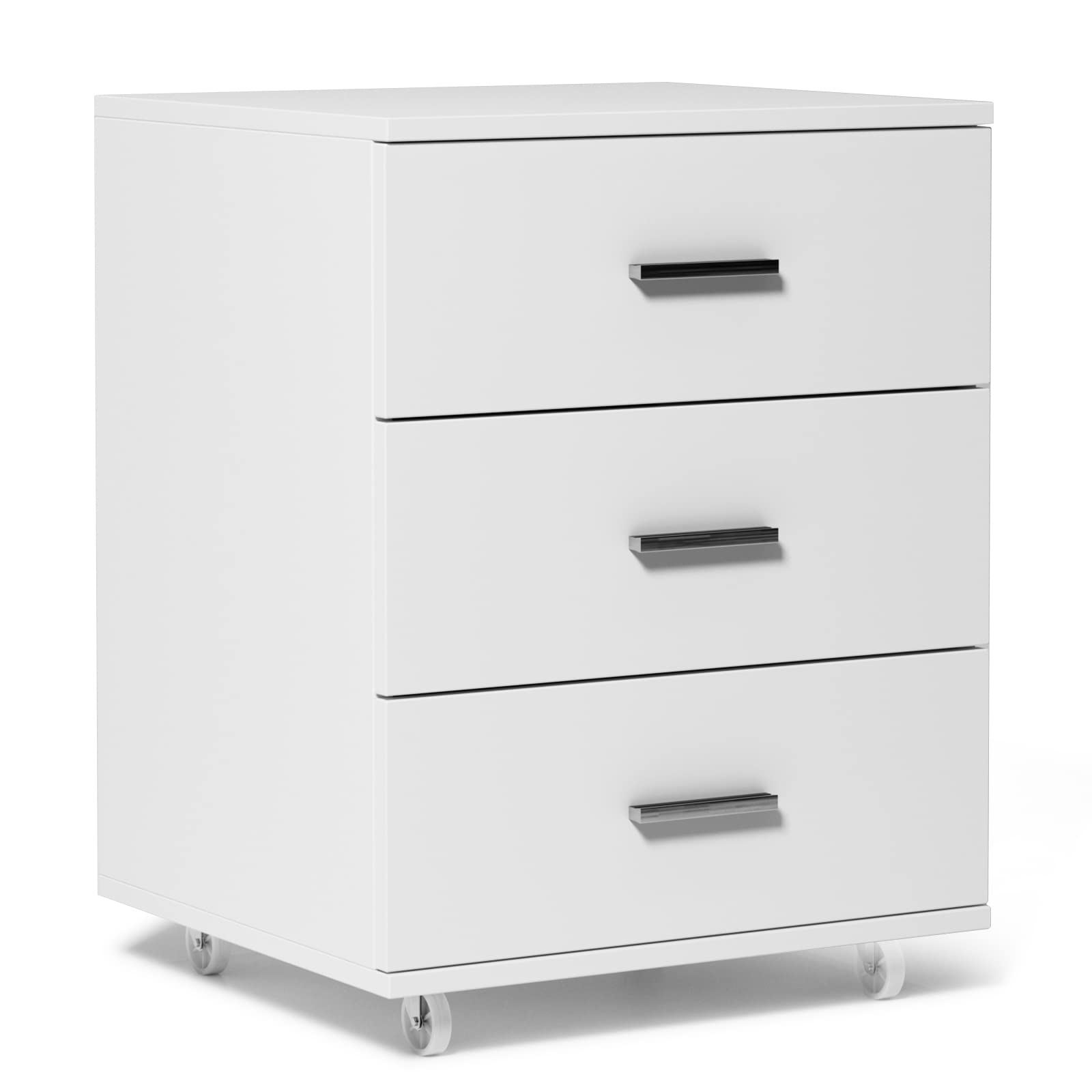 SogesGame 3-Drawer Mobile File Cabinet With Lock - 18.8x16.5x25.5", Wheels, Fits Letter/Legal/A4, White, For Home Office Under Desk