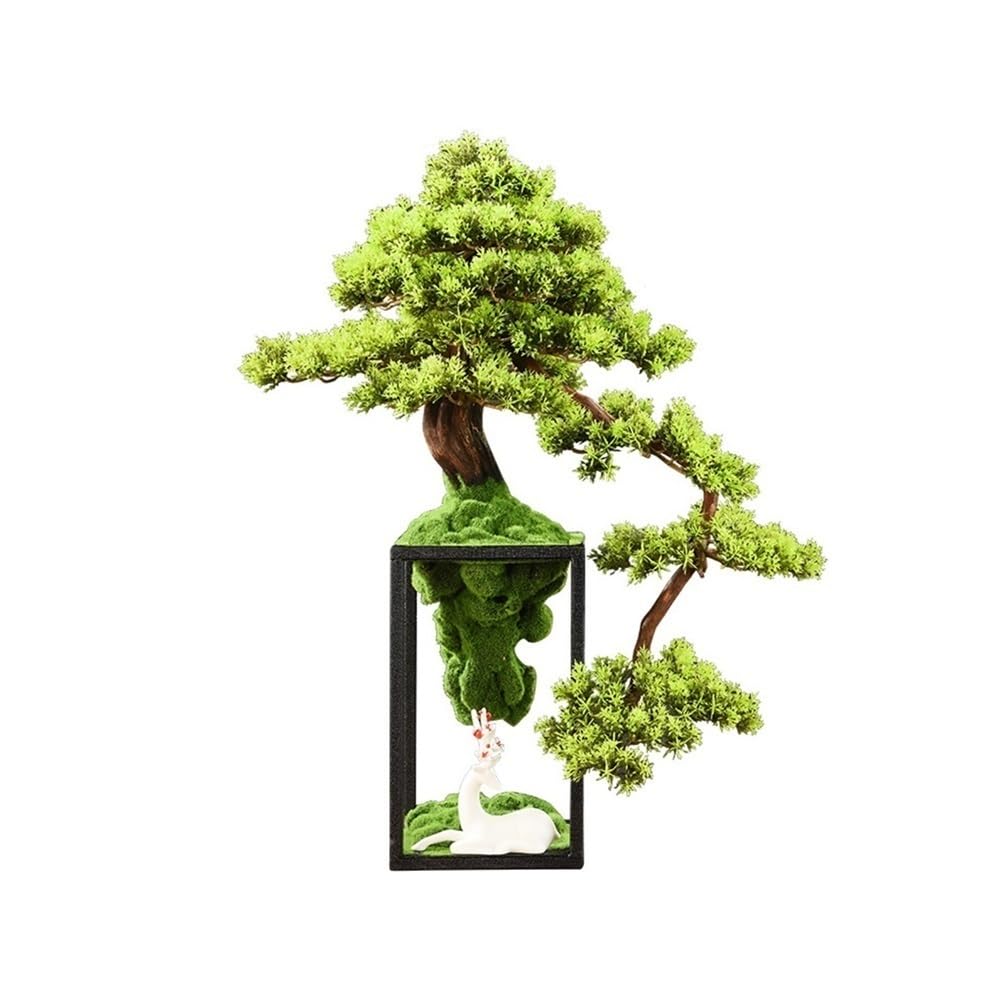 DFGHNBVC Artificial Plants Display Tree Floor Artificial Bonsai Tree With Iron Frame Fake Cypress Plant Ornaments For Living Room Entrance Tv Cabinet Book Shelf Decor Ornaments.Green