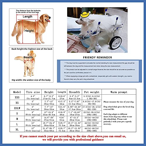 Dog Wheelchair,Pet Rehabilitation Cart, Animal Exercise Wheels,For Doggie/Puppy Disabled Hind Legs Walking Light Weight, Easy Assemble(4-Wheel /2-Wheel Can Be Converted) ( Size : Xxs For 3.3-6.6Lbs ) #TOP6