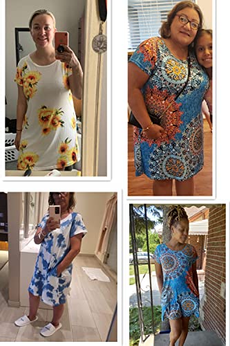 Image of Alaster Women's Casual Summer T Shirt Dress Loose Short Sleeve Tunic Dress with Pocket for Women