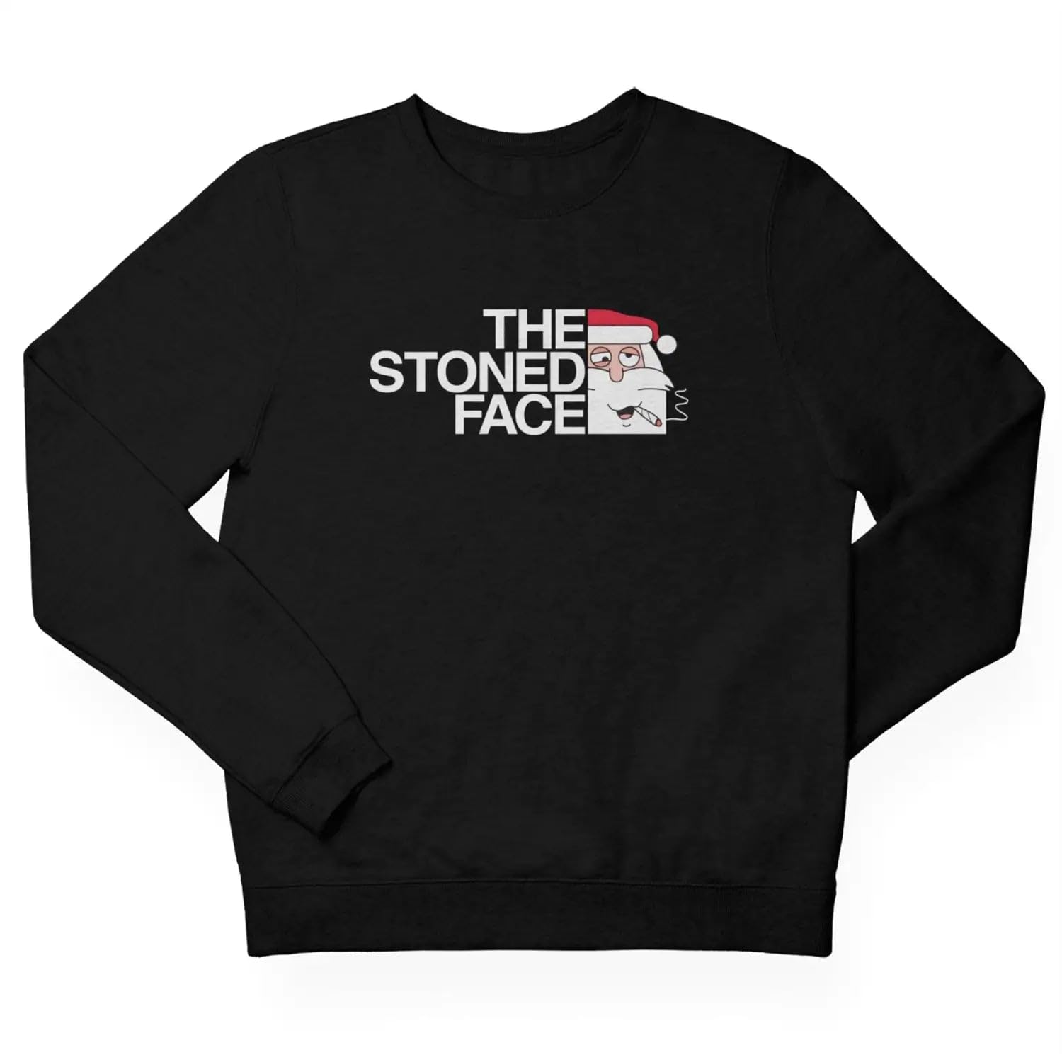 Low Frequency Clothing Santa Claus Stoned Face Funny Men's Christmas Jumper - Cannabis Weed Stoner M Black