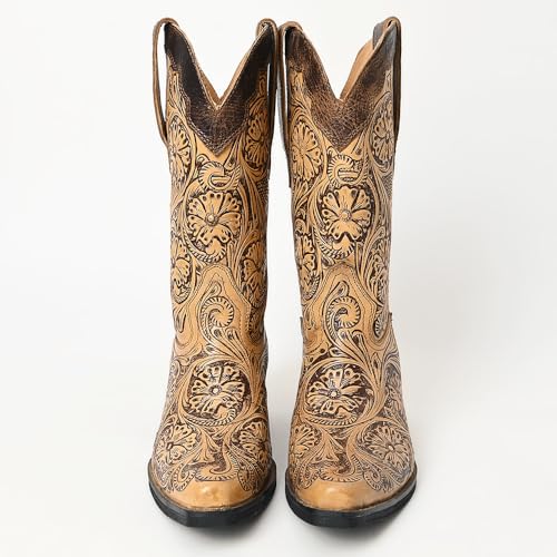 American Darling Floral Hand Curved Genuine Western Leather Long Boot2