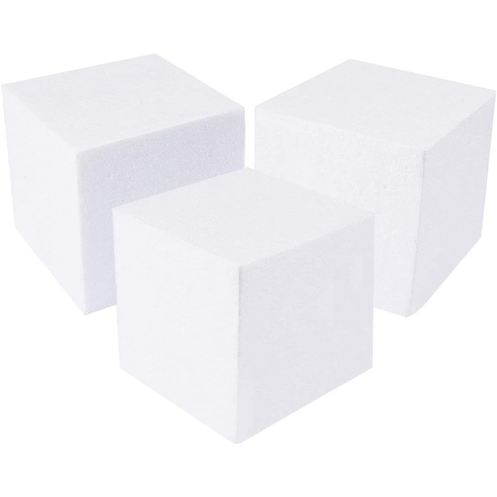 4 Pack Foam Cube Squares for Crafts - Polystyrene Blocks for DIY Projects,  Models, Arts Supplies (6x6x6, White)