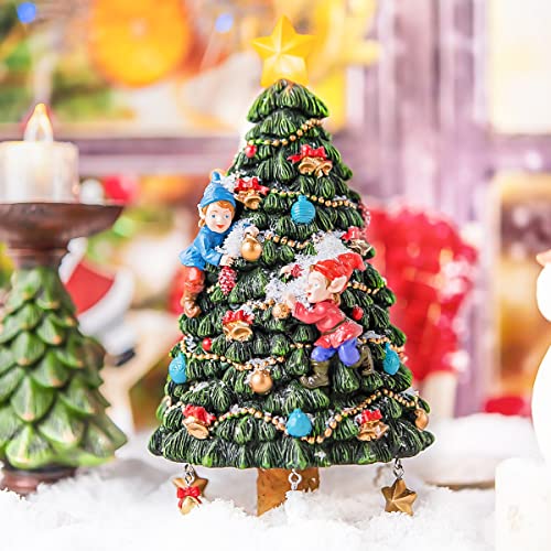 Mr.winder Christmas Tree Music Box Gift, Rotating Xmas Tree Figurine, Wind Up Musical Boxes With Light, Plays Tune Jingle Bells #TOP4