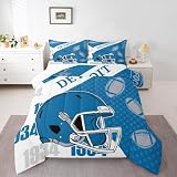 Feelyou Football Comforter Set All Season Detroit Bedding Set with 2 Pillow Cases Football City Microfiber Kids Full Bedclothes Bedroom Decor Duvet Quilt Soft Lightweight