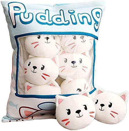 Cute Snack Pillow Stuffed Animal Toys Pudding Decorative Removable Kitty Cat Dolls Creative Toy Gifts for Teens Girls Kids