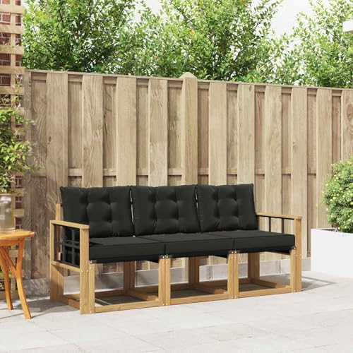 Canapé d'extérieur 3 pièces avec coussins lavables et structure laquée durable