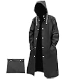 Men's Reusable EVA Long Raincoat, Windproof Waterproof Trench Coat for Hiking Fishing Dog Walking Outdoor Activities