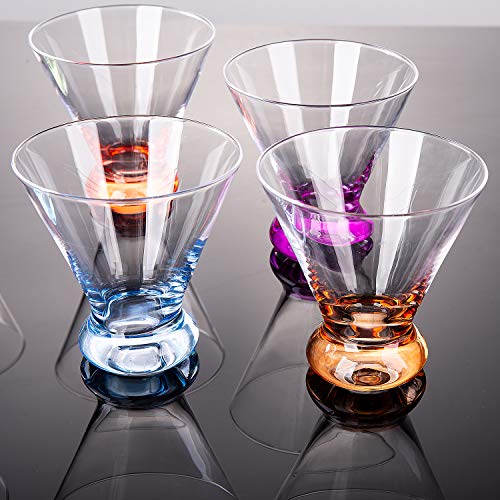 Vastto 6.7 Ounce Multicolor Martini Glass,For Home Dinning, Bar And Party,Set Of 6 (Six Bright Colors) #TOP4