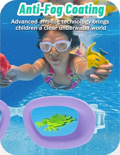Image of Vvinca Kids Swim Goggles, Swimming Goggles for Kids 3-14 Anti-Fog UV Protection No Leak Pool Glasses for Boys Girls
