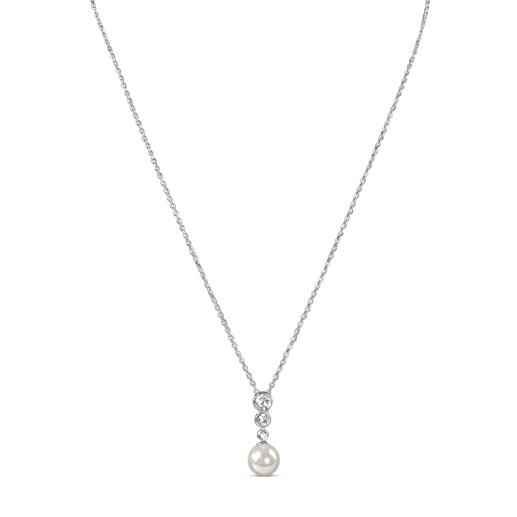 Silberkette mit Anhänger, Perlenohrring Pearl Essence, aus 925 Sterling Silber, Weißgold oder Roségold vergoldet, mit Perle und Zirkonia im Brillantschliff, einzeln oder als Set