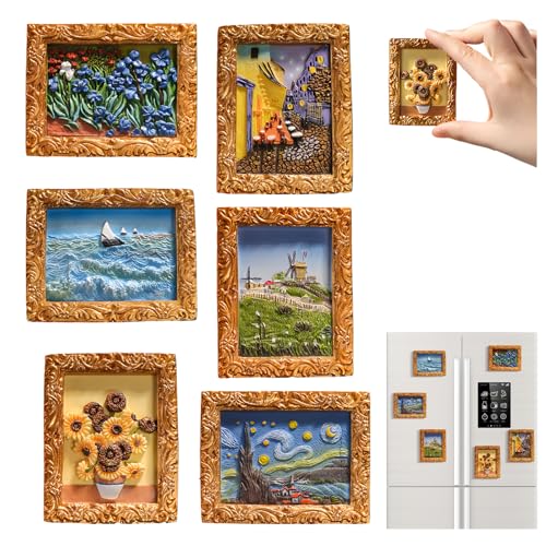 Set de 6 imanes decorativos de resina con arte 3D