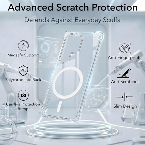 Image of Jkobi Shockproof Crystal-Clear Back Cover for Samsung Galaxy S24 Ultra (Magsafe Wireless Support | Drop & Camera Protection | Hard Polycarbonate)