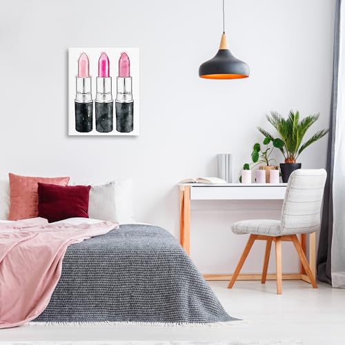 Image of 'Three Pink Lipsticks'| Canvas Art | Stupell Industries | 24 x 30 Inches, Easy to Hang and Sturdy, Made in USA, by Amanda Greenwood