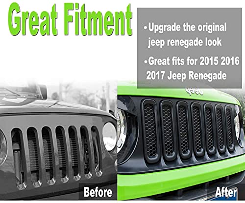 Image of YMT 7PCS Front Grille Inserts Black Mesh Grill Guard Cover Trim Fit for Jeep Renegade 2015 2016 2017 2018