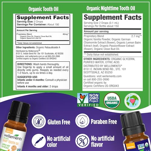 Image of Wellements Organic Baby Tooth Oil for 4 Months+(0.5 Fl Oz) -Day & Night Soothing Teething Relief Oil* for Babies - Gently Helps Soothe Tiny Gums*, Calms Teething Discomfort & Supports Bedtime Comfort