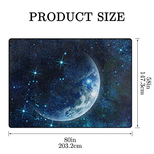 9Ch Galaxy Moon Area Rug Mat - Planet Earth In Space Large Rugs Carpet For Home Decor Living Bedroom Dinning Room Indoor Non-Slip Area Rug Mat 7' X 5' #TOP2