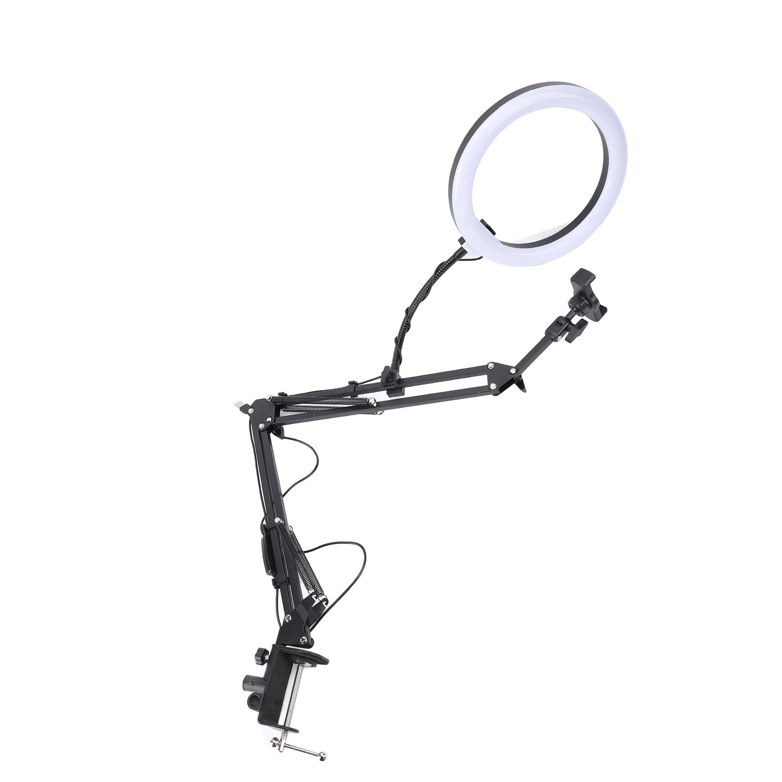 AMONIDA Luce Ad Anello Regolabile per Trucco di Bellezza Streaming Live Lega di Alluminio Leggera e Portatile 35 Cm