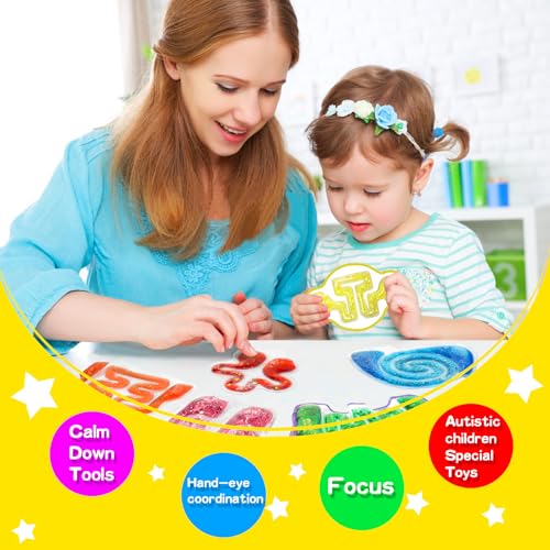 YOFOBU 6 PCS Squishy Sensory Fidget Toys to Kids,Squeeze Sensory Tube Filled with Glitter,Goo,Calming Toys for Autistic,ADHD Children,Stress Anxiety Relief Toy for Goodie Bag Stuffers,Stocking Stuffer