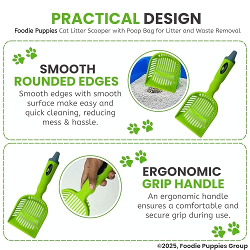 Image of Foodie Puppies Durable Cat Litter /Poop Scooper - (Color May Vary) | Easy to Scoop, Comfortable Grip Handle | Scoop Cum Shovel Suitable for Cats, and Kittens (Scooper with Poop Bag)