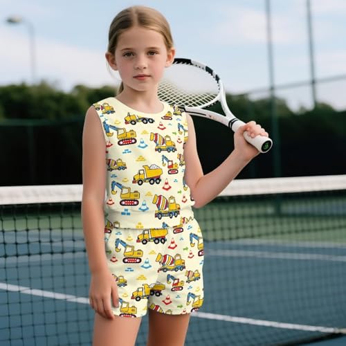 Boys' Girl's 2 Piece Outfits Kids Tank Top and Elastic Waist Pocketed Summer Short Sets 5-14 Years4