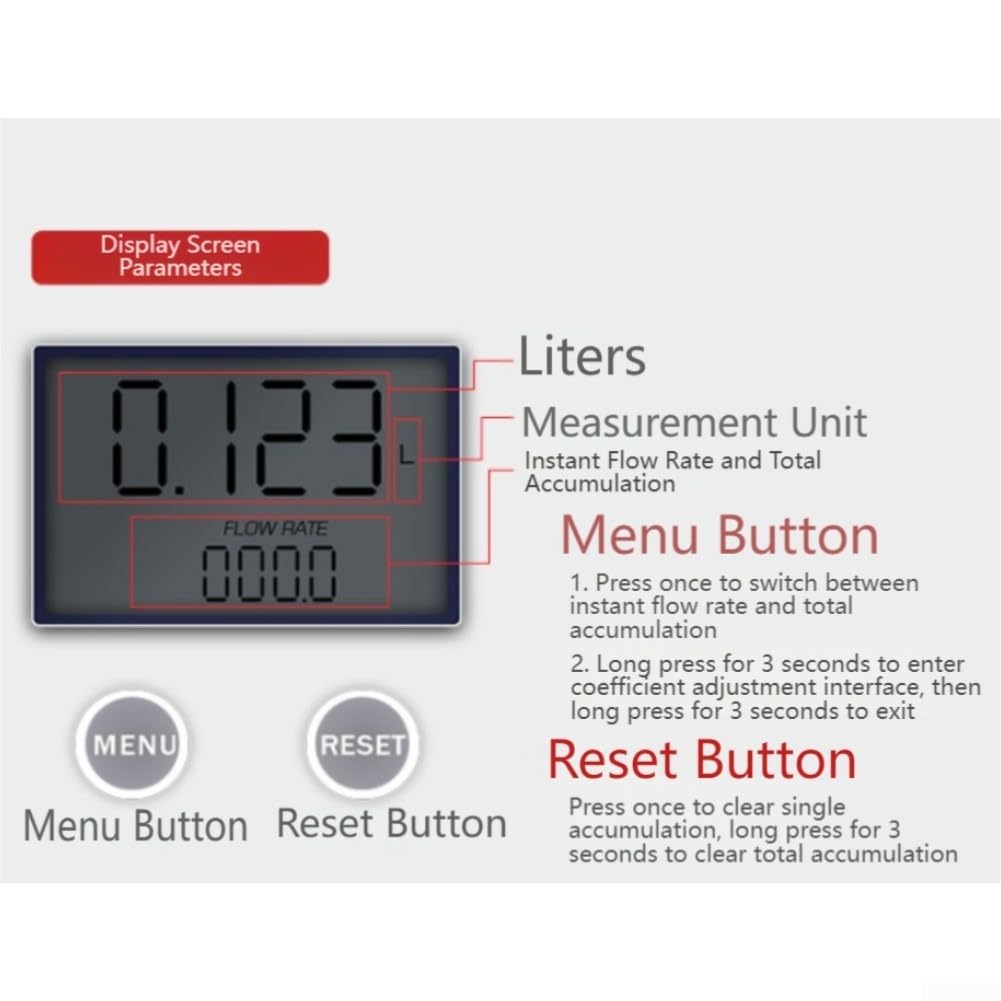 Medidor de flujo electrónico de turbina con pantalla digital, conector roscado de acero inoxidable para metanol, diésel y agua, rango de medición 10-100 L/min, precisión ± 1%, resistencia a la presión
