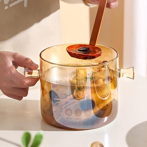 Miniatura 4 de Olla de vidrio con tapa, cacerola de vidrio resistente al calor y sartén con tapa, juego de utensilios de cocina de vidrio seguro para fideos de