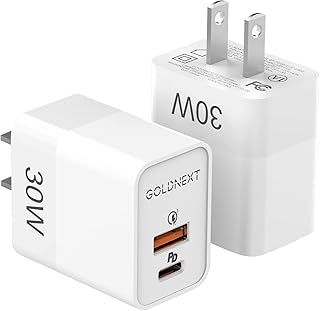 USB C Charger Block 30W, [2-Pack] Dual Port PD QC 3.0 Type-C Fast Charging Brick, (PPS 25W)Power Adapter Wall Plug for iPhone 14 Pro Max/13/12/11,Galaxy S23/S22/S21,Pixel 7 Pro/6, MacBook Air,iPad Pro