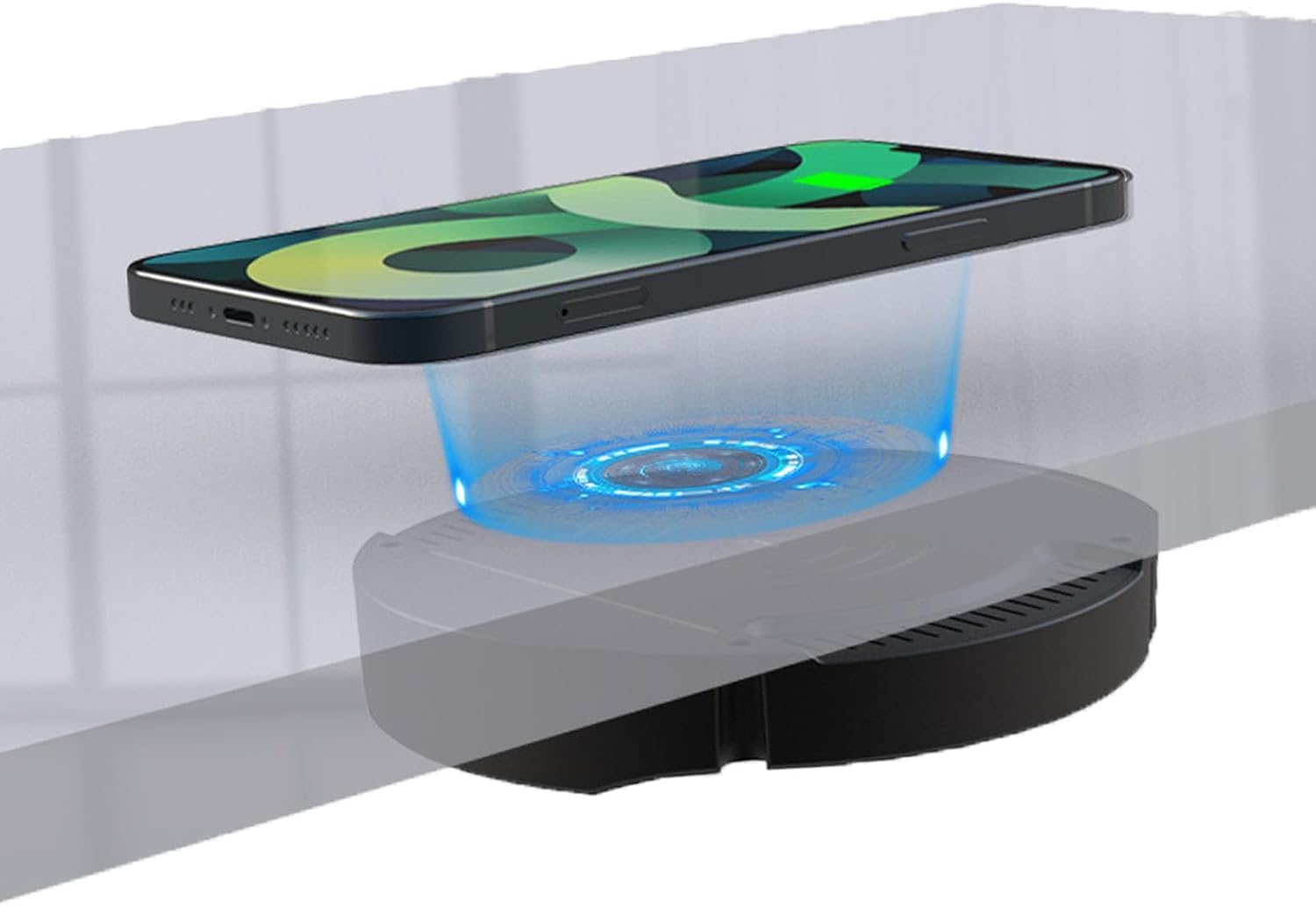 Cargador inalámbrico Invisible, Almohadilla de Cargador inalámbrico rápido de Larga Distancia de 30 mm para i-Phone Cargador inalámbrico Invisible Muebles de Escritorio Ocultar Cargador