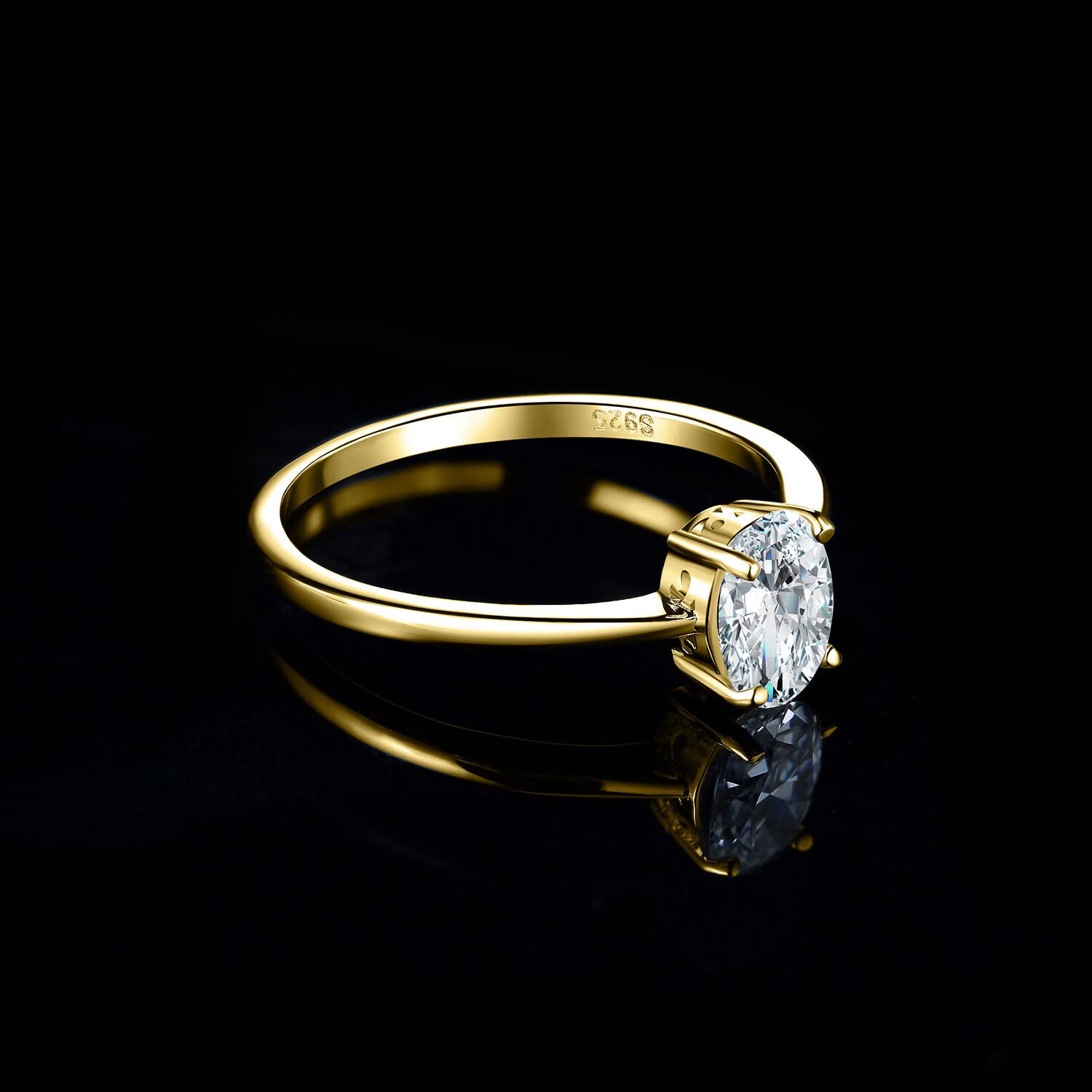 JewelryPalace Klasyczny 1ct 2ct owalny cyrkonia Solitaire Pierścionek zaręczynowy Damski pierścionek zaręczynowy Srebro 925 Obrączki Różowe złoto Złoto