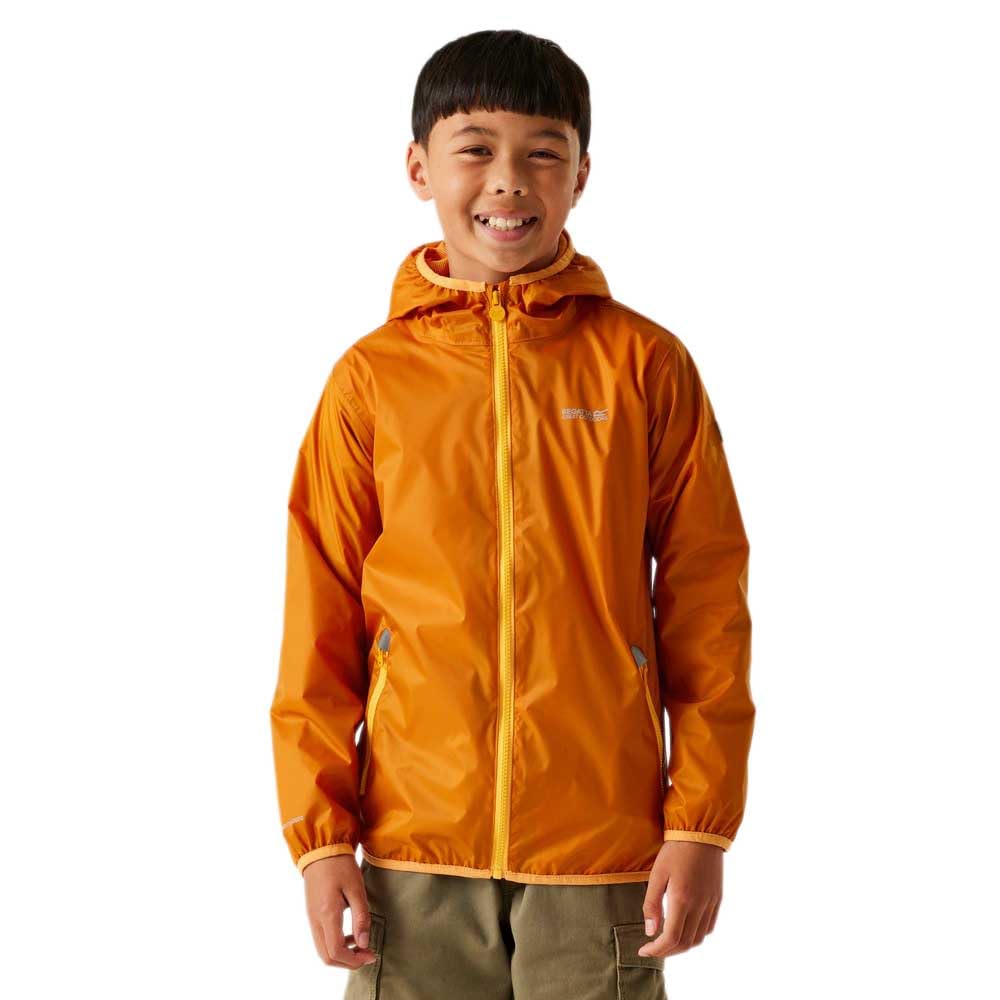 Regatta Boys Kids Lever Ii Packable Reflective Long Sleeve Waterproof Jacket - Fox - 11-12 (L)