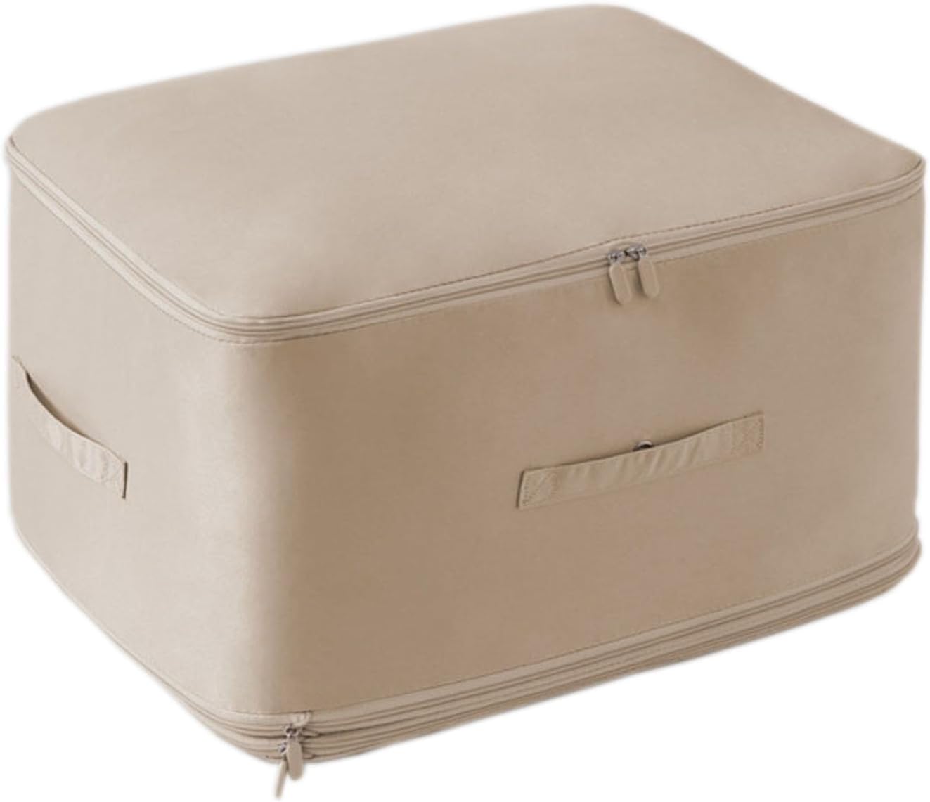 Ultra Space Saving Self Compression Organizer, Storage Tote for Space Saving,Packing Bags Clothes Storage Bags Self Compression Organizer for Comforters, Blankets, Bedding (Beige 1PC)