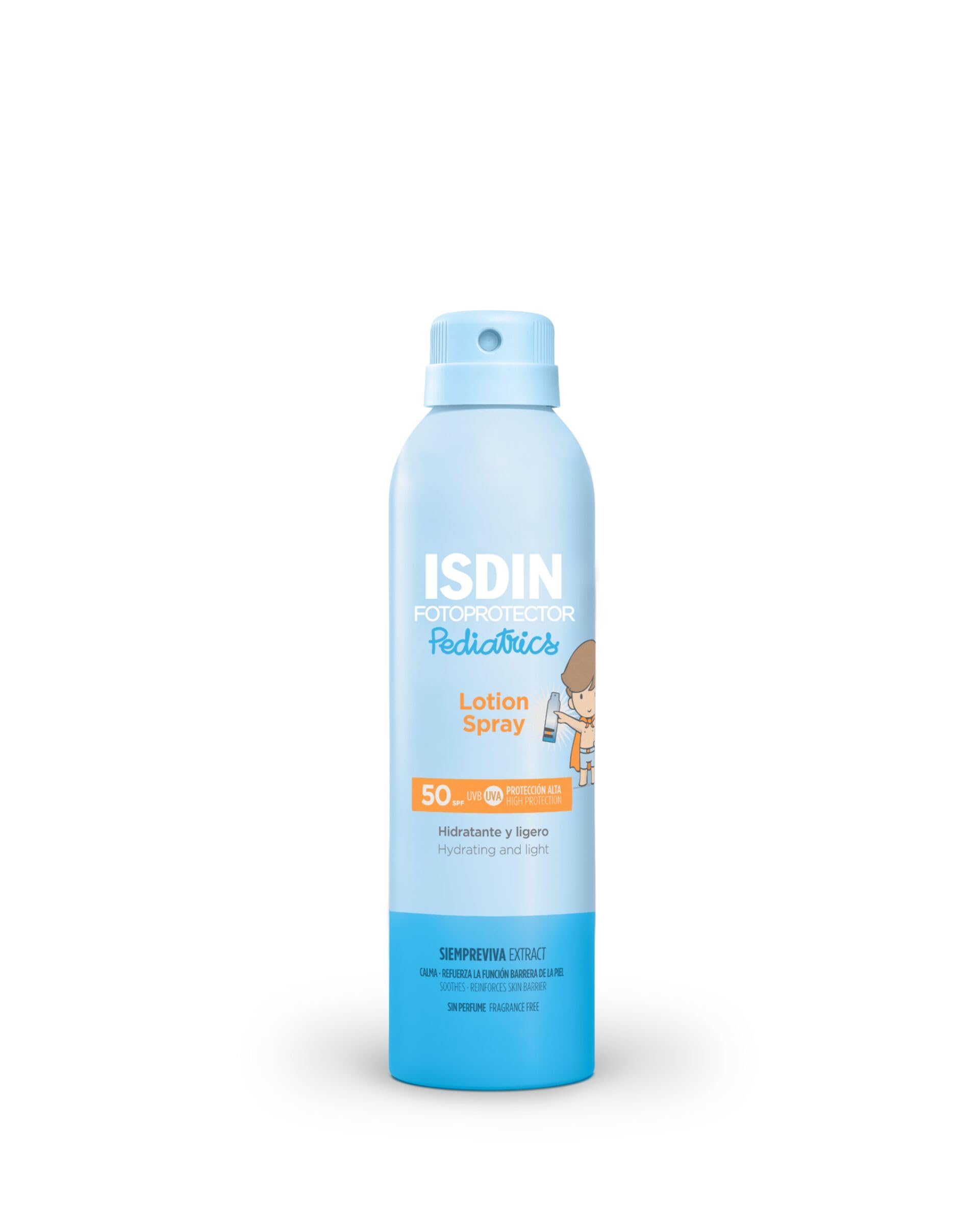 ISDIN Fotoprotector Pediatrics Lotion Spray SPF 50, Protector Solar Corporal para Niños, Hidratante y Muy Ligero, con Extracto de Siempreviva, 250 ml