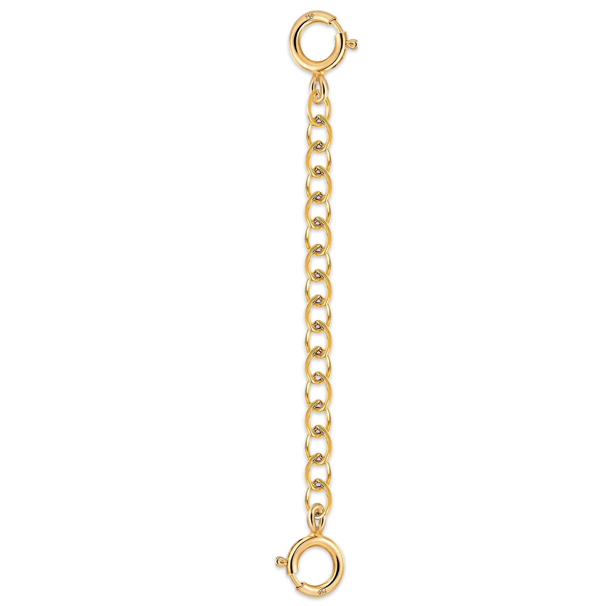 18K Solid Gold Extender for Necklace Bracelet Real Durable Adjustable Chain Gold Extension for Women 2 Inches