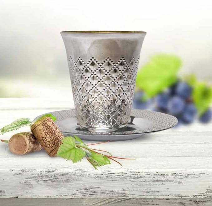 Nicole Fantini Decor Kiddush/kiddish Cup and Saucers – Premium Quality Plastic Wine Cup - Ideal for Passover & All Jewish Holidays - 10 Counts (5Oz)