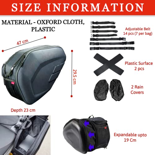 Image of 58L Saddle Bag for Bike Waterproof Rain Cover Double Side Reflective Strips Travel Side Box for Riders Oxford Cloth Tail Bag for Motorcycle with Zip Lock for Bike Carrier Extendable Storage
