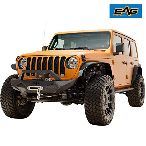 Eag Steel Front Bumper With Winch Plate Fit For 18-22 Jl Wrangler #TOP2