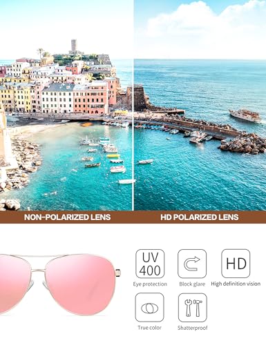 Image of BIRCEN Polarized Aviator Sunglasses Womens: Acetate Glasses UV Protection