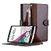 LG G4 Case, ACEABOVE® [Stand Feature] LG G4 Wallet Case **NEW** [Book Cover Case] [Dark Brown] - Premium Genuine Leather Wallet cover with Hand Strap - LG G4 Leather Case with STAND Flip Cover and Credit Card ID Holders for LG G4 2015 Model