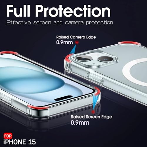 Image of TheGiftKart Shockproof Ultra-Hybrid Back Cover Case for iPhone 15 Compatible with MagSafe | 360 Protection | Crystal Clear Hard Back Cover Case for iPhone 15 (PC & TPU, Transparent Bumper)