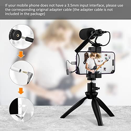 Smartphone Video Kit for Vlogging,Comica VM10-K2 Shotgun Microphone Kit with Ball Head Tripod + Adjust Tripod Phone Holder,Vlogging Rig Kit for iphone for Podcast Filming,Youtube Streaming,Photography
