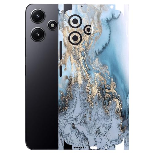 Image of AtOdds - Full Body Back Screen Guard Protector Film - Lamination Wrap Skin Sticker Compatible with REDMI 12 (5G) | Scratchproof Matte Finish (Design - Blue Marble)