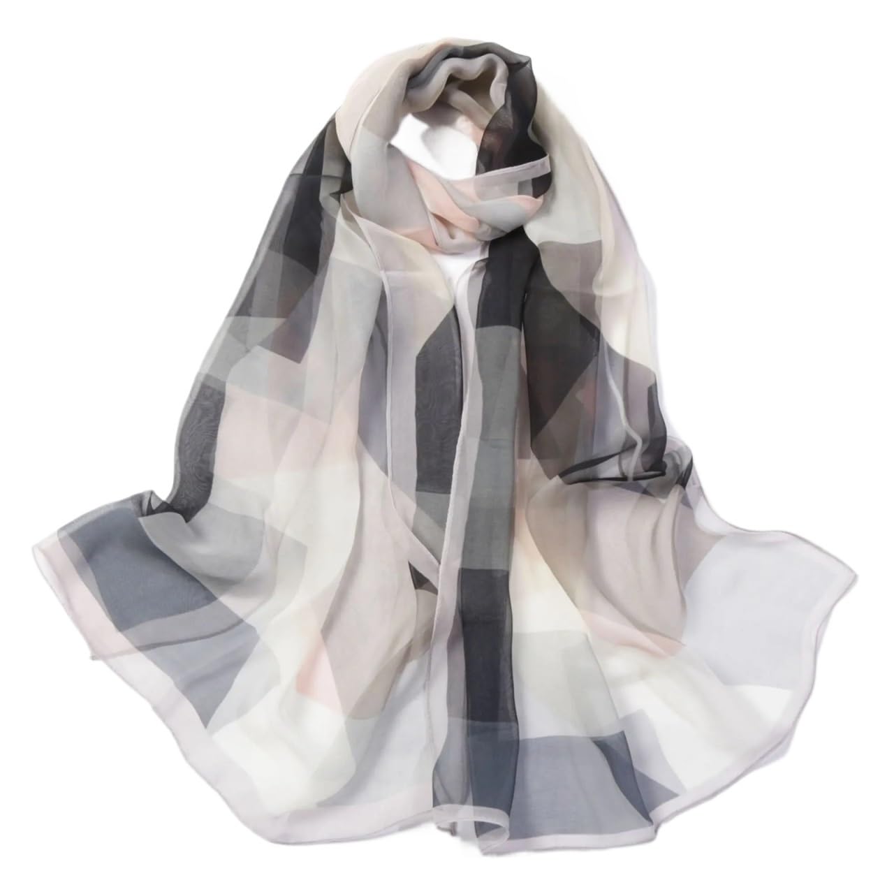 2 piezas de bufanda de gasa estampada de primavera, chal fino y transpirable, estilo elegante, protector solar, bufandas ligeras for mujer Para Mujer
