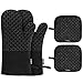 BESTONZON Ofenhandschuhe und Topflappen Set, Hitzebeständige Anti-Rutsch Topfhandschuhe, Geeignet für Kochen Backen Grillen Schwarz (schwarz)