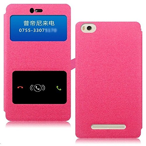 Image of Heartly GoldSand Sparkle Luxury PU Leather Window Flip Stand Back Case Cover for Xiaomi Miui Mi 4i Dual Sim - Cute Pink