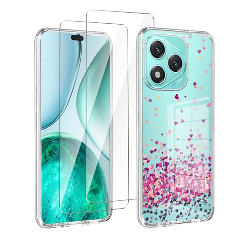 LYZXMY Coque pour Honor 400 Lite 5G (6.7") Transparent Housse + 2 x Verre trempé Protection écran, Souple Silicone Étui Protection Bumper TPU Téléphone Case Cover-WM85