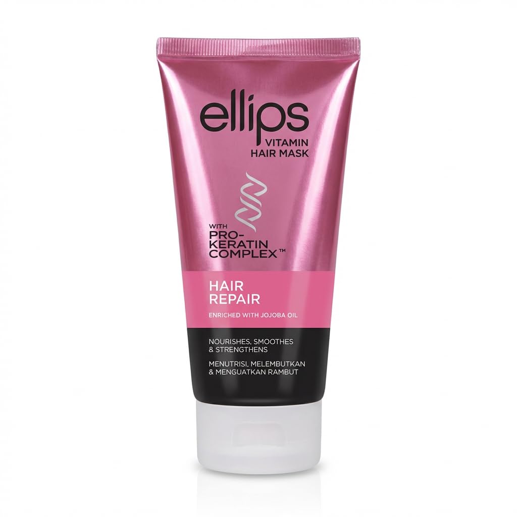 Ellips Masque Cheveux Réparation Intense Pro-Kératine & Huile de Jojoba - Soin Capillaire Hydratant pour Cheveux Abîmés - Tube 120g