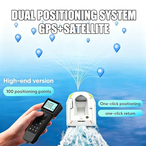 Barca radiocomandata per la pesca con esche, GPS, portata 500 m, tramoggia da 2 kg, cambio a 3 velocità, doppia batteria da 15600 mAh, luci LED notturne, ritorno automatico per la pesca a traina in
