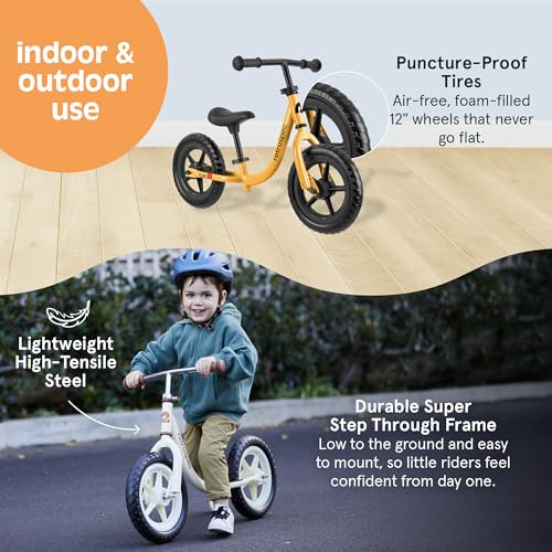 Image of Retrospec Cub Toddler Balance Bike for Ages 18 Months - 3 Years - 12in No-Pedal Beginner Bicycle with Adjustable Seat, Puncture-Proof Tires & Safe Low Frame Design